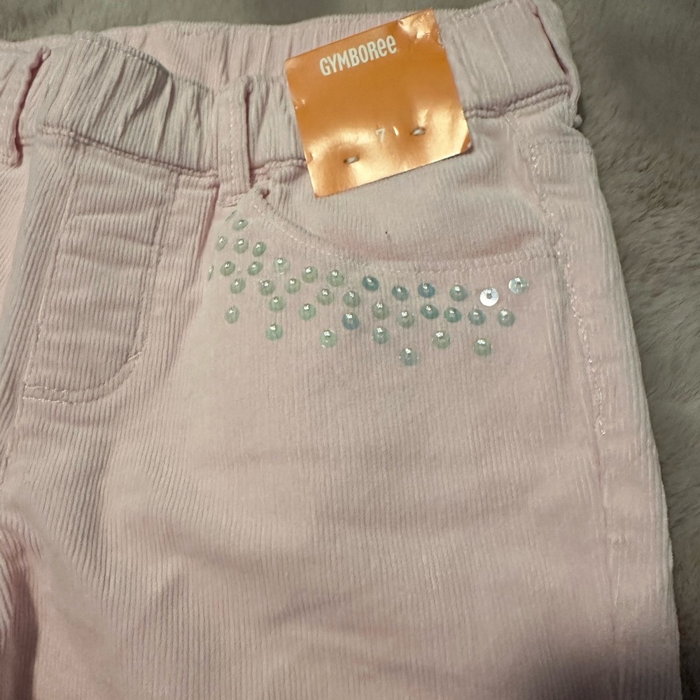GYMBOREE SIZE 7 GIRLS PINK FLORAL TOP & CORDUROY JEANS OANTS NWT - Picture 3 of 5